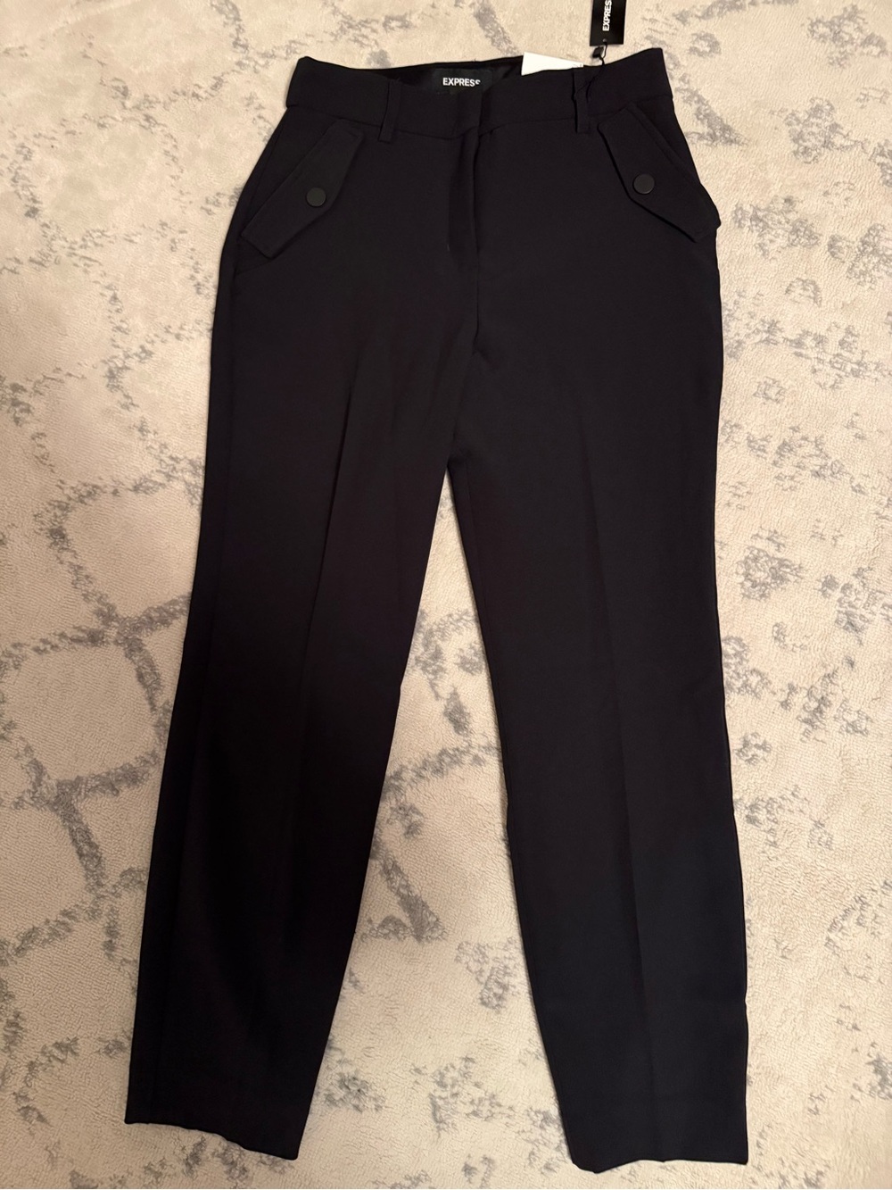 Express Black Women's Tailored Trousers with Button Flap Pockets